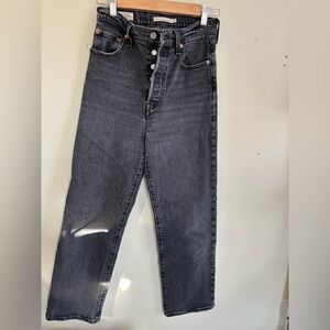 Levi's Women's Ribcage Straight Ankle Jeans - Dark Gray